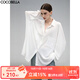 COCOBELLA微透視蝙蝠袖休閑白襯衫女Oversize遮陽(yáng)開(kāi)衫SR3193 白色 L