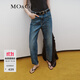 MO&Co.牛仔褲中低腰棉質(zhì)拆洗漸變腳口設計感九分小直筒褲摩安珂 牛仔藍色 S 26
