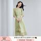 香影通勤黃色連衣裙女2025夏秋新款簡(jiǎn)單大方氣質(zhì)泡泡袖印花中長(cháng)裙 綠花 M 160/84A/95-110斤