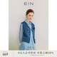 EIN玫瑰故事 EIN言輕行復(fù)古手作胸針棉麻疊穿無領(lǐng)西裝馬甲女春新款 墨藍 S