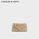 CHARLES&KEITH25冬新品簡(jiǎn)約仿麂皮信封包腋下包女CK2-90271645-1 Nutmeg Beige豆蔻米 S
