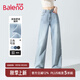 班尼路牛仔褲子女裝秋冬新款高腰修身長(cháng)褲百搭休閑風(fēng)簡(jiǎn)約直筒闊腿褲 淺藍 -直筒版型 M