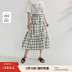 茵曼黑白格鹽縮肌理半身裙2025夏季女裝新款不規(guī)則松緊腰a字裙子 黑白格 XL