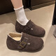 鹿季復古加絨勃肯鞋女2025秋冬季新款懶人一腳蹬休閑配裙子低幫小單鞋 秋栗色 38