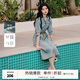 秋水伊人優(yōu)雅浪漫裙子2025年夏季新款氣質(zhì)簡約通勤立領(lǐng)設(shè)計連衣裙 牛仔藍 L
