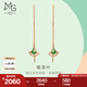 周生生七夕禮物 小綠裙18K玫瑰金玫瑰金薄荷銀杏葉彩金耳線(xiàn)92255E定價(jià)
