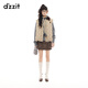 DZZIT地素拼色羽絨馬甲2025秋新款復古植絨菱格紋設計外套女3J3K2019J 淺卡其色 M