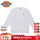 dickies圓領(lǐng)長(cháng)袖T恤男士經(jīng)典三色logo秋季寬松純色休閑舒適美式上衣 白色 L
