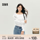 森馬（Semir）長(cháng)袖襯衫女短款白色繡花浪漫秋2025荷葉邊一字肩襯衣107625105003