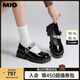 MIO七夕禮物[白鹿同款]米奧春季松糕底瑪麗珍女鞋厚底單鞋復(fù)古小皮鞋 黑色   偏瘦腳型建議選小一碼 37