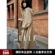 ELLE法式高級感拼接撞色連帽風(fēng)衣外套女2025春季新款中長(cháng)款上衣 卡其 M