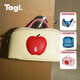 Tagi.《i》想象蘋(píng)果鼓鼓可愛(ài)防水便攜收納化妝包牛仔皮質(zhì)旅行手提女包 黃油