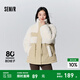 森馬羽絨服女中長款寬松拼接仿兔毛冬立領(lǐng)收腰薄外套慵懶 咖色調(diào)00355 150/76A/XS