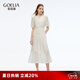 歌莉婭天絲連衣裙女夏季2025新款今年流行漂亮蕾絲裙子1E6R4K910 07W米色 S
