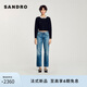 SANDRO2025春夏新款女裝優(yōu)雅珠飾領(lǐng)口黑色短款針織開衫SFPCA01162 黑色 M (2)