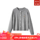 ZXEGI女士羊毛衫女100%羊毛小熊刺繡休閑好品質(zhì)長(zhǎng)袖針織開(kāi)衫毛衣女外套 霧灰色 L