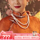 詩(shī)筠（SHIJUN）仿珍珠項鏈國風(fēng)衣服裝飾搭配旗袍媽媽鎖骨鏈子雙層多層女毛衣鏈復 B款長(cháng)度50+55CM(仿仿珍珠)