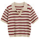 FSHE輕薄針織衫2025新款洋氣秋冬軟糯慵懶風(fēng)毛衣女士打底衫女裝秋季 紅色條紋 S 【建議75-90斤】