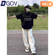 DGOV高街bf風(fēng)復古T恤女短袖女夏季黑色寬松美式正肩潮牌半袖上衣ins 黑色 M 建議80-100斤