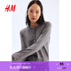 H&M【徐若晗同款】女裝毛針織衫秋慵懶短款打底衫miu系薄開(kāi)衫0579541 混灰色167 M 165/96
