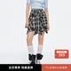moussy 2025新品假美式辣妹風(fēng)假兩件格紋半身裙028ISA31-4121 025花紋黑色 S