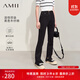 AMII女裝2025秋季新款休閑百搭修身棉質(zhì)修身微彈腳口開(kāi)衩牛仔 黑色 M 160/68A
