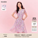 珂萊蒂爾[瑰麗小蠻腰]女裝夏桑蠶絲真絲法式修身連衣裙 淡紫紅 M
