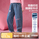ASK JUNIOR兒童女童褲子2025秋季柔軟舒適牛仔褲可愛小貓?zhí)}卜褲 藍色 150