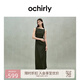 OCHIRLY 亞麻收褶小黑裙無袖連衣裙禮服女2025年夏季新款 軍綠 M