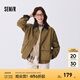 森馬（Semir）外套女燈芯絨翻領(lǐng)寬松潮酷chic女士秋拼接格紋復古夾克工裝風(fēng) 卡黑色調00359 M