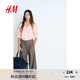 H&M女裝襯衫2025夏季新款時(shí)尚透氣松馳感亞麻襯衫有領(lǐng)上衣1219107 淺粉色 S 160/88
