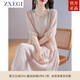 ZXEGI品牌真絲連衣裙女100%桑蠶絲中年女士夏季高級感氣質(zhì)中長(cháng)裙子潮 杏粉色 M （90-105斤）