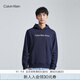 Calvin Klein Jeans秋冬男女同款字母印花休閑寬松抓絨連帽衛(wèi)衣J319915 CHW-深海藍 M