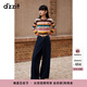 DZZIT明星同款地素加絨牛仔長(cháng)褲秋冬美式復古闊腿褲女 深藍色 26