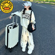 G.DUCKKIDS女童休閑衛衣衛褲運動(dòng)套裝2025新款中大童洋氣時(shí)髦簡(jiǎn)約童裝兩件套 黑色 加絨 160 cm