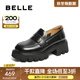 百麗（Belle）樂(lè )福鞋女商場(chǎng)款JK學(xué)院風(fēng)厚底小皮鞋百搭A5W1DCA4 黑色 36 (230mm)