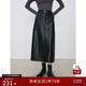 自巧小個(gè)子黑色pu皮裙半身裙女2024新款秋冬氣質(zhì)高腰中長直筒裙 謐黑色 XS （2碼）