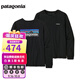 巴塔哥尼亞（Patagonia） 女士棉混紡圓領(lǐng)長袖T恤L/S P-6 Logo 37603 BLK S