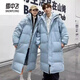 雪中飛（SNOWFLYING）哈爾濱戶(hù)外零下40度鵝絨羽絨服東北旅游保暖裝備女生超厚長(cháng)款外套 冰川藍色【超厚 男女同款】 M 【300克鵝絨】
