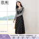 香影復古格子假兩件連衣裙女2025秋季新款收腰拼接學院風中長裙子 深灰 XL 170/92A/125-140斤