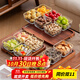 木雅軒胡桃木實(shí)木果盤(pán)零食盤(pán)客廳大號水果盤(pán)家用干果收納盒木質(zhì)糖果盤(pán) 六格胡桃木果盤(pán)（含玻璃碗）