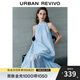 UR2025秋季新款女度假休閑多巴胺綁帶無(wú)袖長(cháng)裙連衣裙UWH750101 淺藍 M