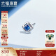 六福珠寶 18K金藍寶石耳釘(單只) 共5分/白18K/約0.30克