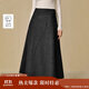 茵曼（INMAN）茵曼簡(jiǎn)約通勤黑色羊毛半身裙2025冬女裝新款顯瘦A字裙子 午夜黑 S