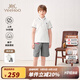 英氏（YEEHOO）男童套裝兒童衣服夏季POLO衫短袖短褲兩件套休閑透氣男孩夏裝新款 經(jīng)典凈色學(xué)院白色+潮流工裝灰色 170