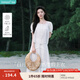 茵曼（INMAN）【苧麻】章若楠同款法式花邊女裝方領(lǐng)襯衫2025夏季新款短袖上衣 珍珠白 M