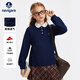 納維凱爾（Navigare）兒童打底衫女童長(cháng)袖T恤學(xué)生POLO衫花邊百搭塞納薄霧深藍150
