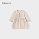 babylove【清倉】女寶寶連衣裙春秋純棉紗布裙子可愛(ài)娃娃領(lǐng)嬰兒法式甜美 縞羽白 90