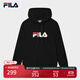 FILA斐暖科技|斐樂(lè )官方情侶款連帽衛衣2025冬季新款寬松針織長(cháng)袖上衣 正黑色-BK XL 180/100A/XL