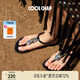 COOLCHAP25新款涼鞋女軟底海邊沙灘涼鞋夾趾平跟時(shí)裝羅馬度假鞋 秘境黑（新版） 正碼正拍 38